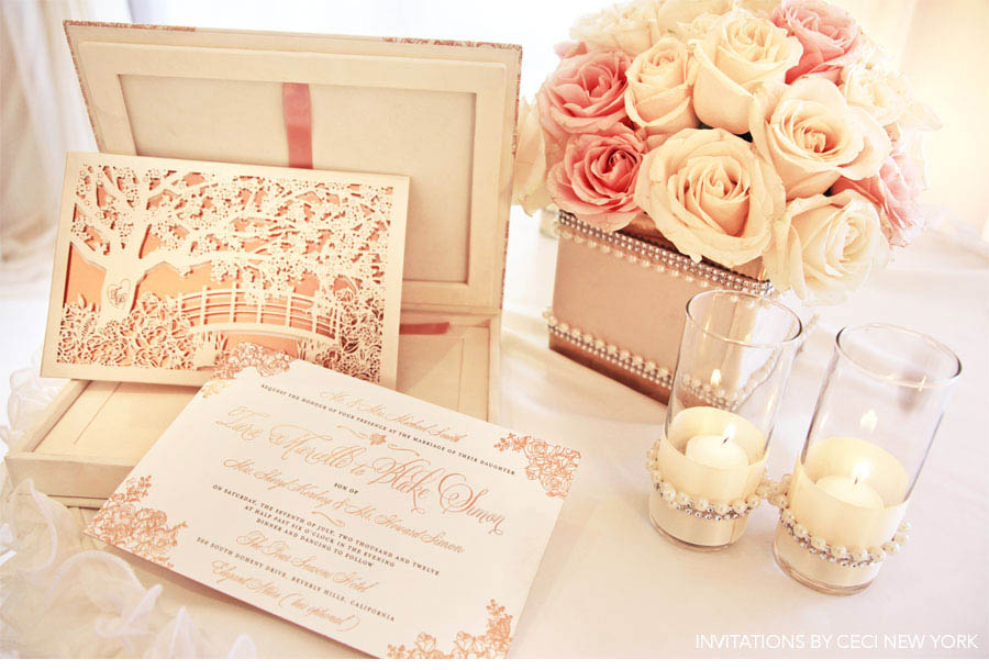 rose_gold_pink_romantic_wedding_roses_invitations_ceci_johnson_v152_om_1g, wedding invitation, block font combined with script belluccia font, Lettering Art Studio, Debi Sementelli