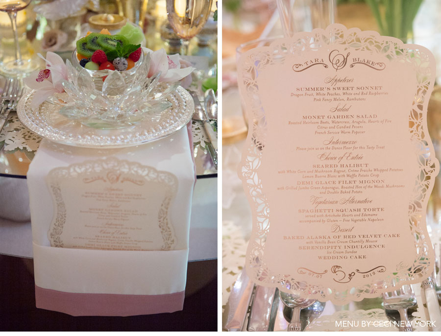 rose_gold_pink_romantic_wedding_roses_invitations_ceci_johnson_v152_om_3c, wedding menu,  block font combined with script belluccia font, Lettering Art Studio, Debi Sementelli