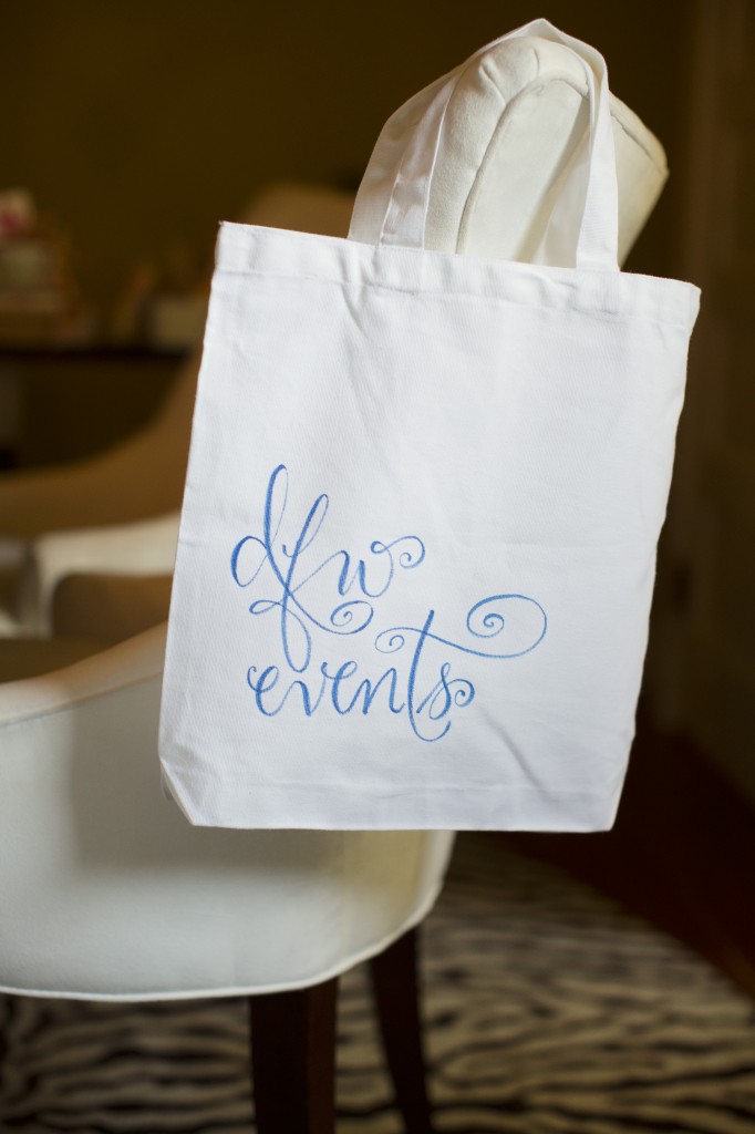 DFWrefresh_024,Debi Sementelli, hand lettering by Debi Sementelli,DFW Events, hand lettering on totes, Canvas totes, favors, bridesmaids gifts, calligraphy, cantoni font, script fonts, cursive fonts, most popular fonts, fonts for weddings, fonts for invitations, event planners in Dallas, Texas, Wedding planners in Dallas, Texas